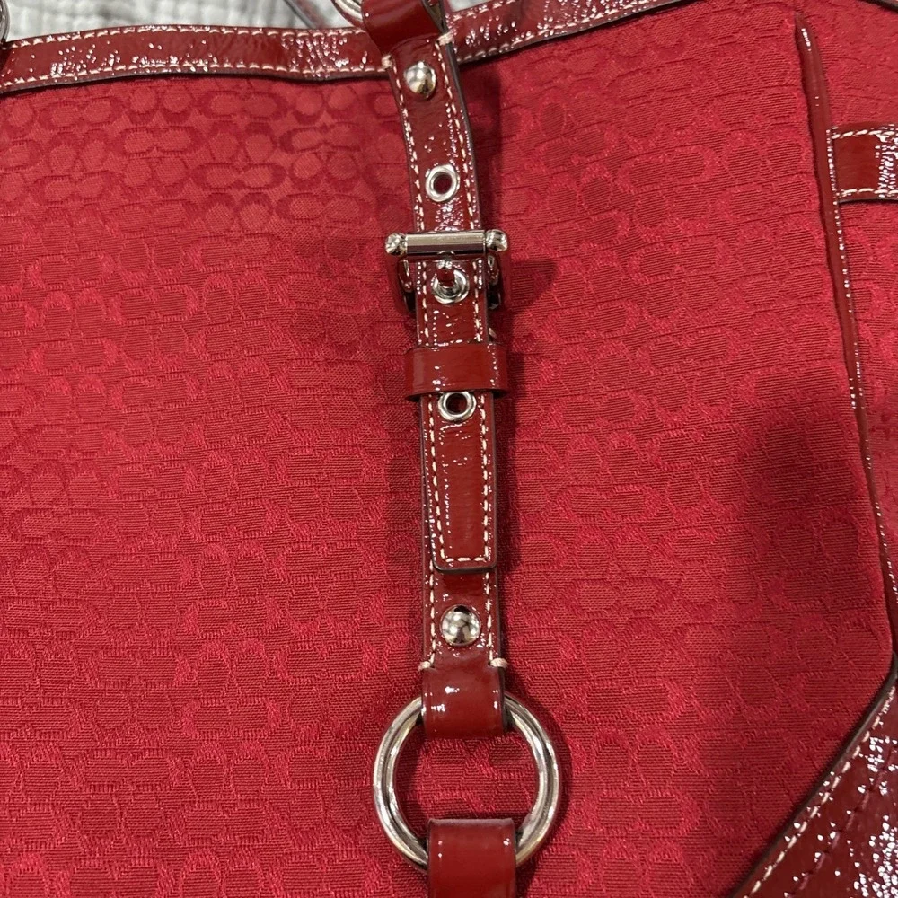 Y2K Coach Signature Gallery Tote Bag F12346 – Red Canvas Logo & matching Wallet - Picture 6 of 16